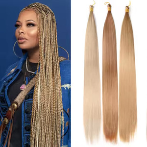 LEILONG Magnifique Lot de <span class=keywords><strong>Cheveux</strong></span> Lisses Synthétiques de 22 Pouces, 150g, pour Femmes Noires Africaines, Non-inflammables, Résistants aux Hautes Températures, en Vrac - Product Image 2