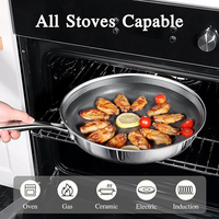 Poêle à frire et sauteuse en acier inoxydable triple couche avec revêtement antiadhésif, compatible gaz et induction, pour la cuisine domestique, avec couvercle en verre, facile à utiliser