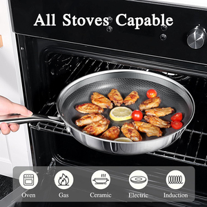 Triply Stainless Steel Frying <b>Pan</b> Saute <b>Pan</b> Non-Stick Coating Gas <b>Induction</b> Compatible Home Cooking Cookware Set Glass Lid Easy - Product Image 3