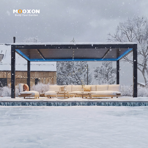 Pergola à toit fixe avec drainage intégré, éclairage LED contrôlé par application et conception de couverture de patio sur mesure - Product Image 6