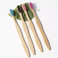 Brosse avec brosse à dents en bambou avec poils à base de plantes-Paquet de 4