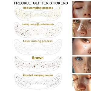 Nuevas pegatinas de <span class=keywords><strong>tatuaje</strong></span> 3D de pecas japonesas y coreanas, a la moda, temporales, para maquillaje facial, impresión CMYK para láser - Product Image 3