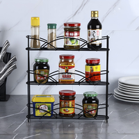 Étagère à épices en métal à 3 niveaux, support pour pots à épices sur comptoir de cuisine, organisateur de rangement pour épices, gain de place