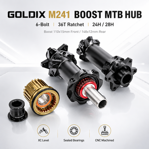 2026 GOLDIX M241 Buje de Aleación de Aluminio para MTB 24H 28H BOOST Logotipo Personalizado Ratchet 36T Freno de Disco de 6 Tornillos Radios Rectos para HG/MS/XD - Product Image 5