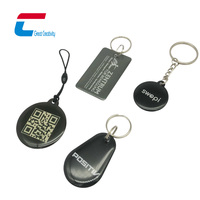 Impression personnalisée 13.56Mhz Noir Epoxy NFC Porte-clés QR Code NTAG 213 NFC Tag Porte-clés pour les médias sociaux