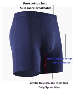 Anti-Chafing Long Leg Men's <b>Boxer</b> Briefs Soft Knitted Athletic Underwear Plus Size Comfortable Sports Design Anti-Ride Feature - Product Image 4