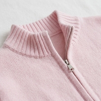 Cardigan en tricot décontracté pour femme, col semi-montant, manches longues, respirant, automne-hiver, fermeture éclair, en cachemire, personnalisé en usine