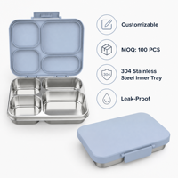Boîte à lunch isotherme en acier inoxydable sans BPA de haute qualité à 3 compartiments avec couvercle en Tritan, prix d'usine pour le bureau quotidien et les nouveau-nés
