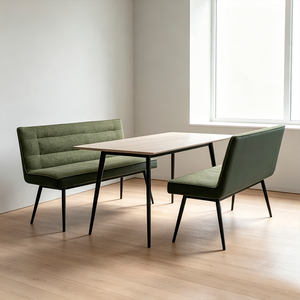 Modern Green Fabric <b>Sofa</b> <b>Bench</b> With Metal Legs Midcentury Design Living Room Furniture - Product Image 3