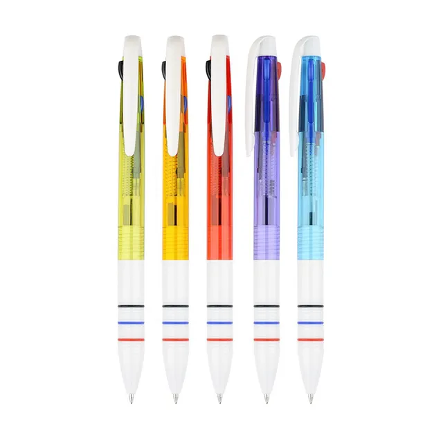 White Barrel Hot Selling Korea Plastic Multicolor 3 in 1 Pen For Promotional 0.5mm Pens Multicolor Inks