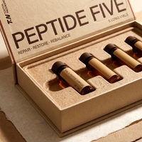 Boîte rigide personnalisée en carton blanc pour 5 flacons de peptides, impression offset sur pulpe moulée