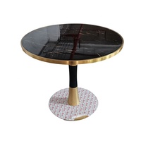 Table de restaurant en métal avec plateau en pierre carré personnalisé à vendre