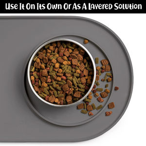 Yeniden kullanılabilir silikon köpek kasesi <span class=keywords><strong>Mat</strong></span> ekstra kalın Oval ve yuvarlak şekil su geçirmez evcil hayvan besleme paspası yükseltilmiş kenar ile - Product Image 5