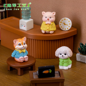 Figurines d'animaux mignons en miniatures (porc, chien), décorations pour maison de poupée, accessoires - Product Image 2