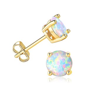 Stainless Steel <b>Opal</b> Stud <b>Earrings</b> Set | Multi-Color Iridescent Stones with 0.8MM Rod | Hypoallergenic Waterproof & Non-Fading - Product Image 5
