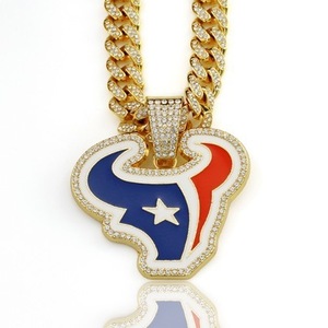 Collar con Colgante Personalizado Chapado en Oro de 14K, con Cristales de Imitación y Logotipo de Cabeza de Toro, Cadena Cubana, Estilo Hip Hop - Product Image 5
