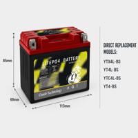 Batterie de moto RDJLZ21L-LP 12V 24Ah LiFePO4, batterie au phosphate de fer et de lithium LFP pour les petits cyclomoteurs, scooters et motos