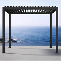 Kits de pergola en aluminium Anyhoo avec toit rétractable et éclairage LED - Installation 40 % plus rapide pour balcon, jardin et terrasse - Abri DIY