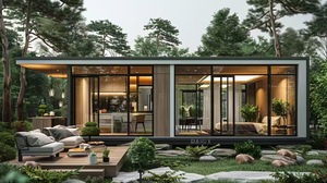 Serre moderne d'extérieur coupe-vent à toit plat avec structure en aluminium, véranda préfabriquée, jardin d'hiver mobile, maison en verre. - Product Image 4