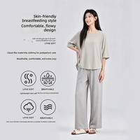 Vêtements de maternité printemps/été en coton léger, pantalon ample drapé, ensemble t-shirt de maternité pour l'extérieur et le sommeil