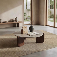 Table basse en bois massif 60x37CM, design minimaliste et traditionnel, effet pierre, pour petits espaces - Salon, balcon circulaire, DDP