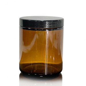 1oz 2oz 4oz 8oz 16oz Amber Glass Candle <b>Jar</b> <b>Empty</b> Face Cream Container Body Scrub Glass Cosmetic <b>Jar</b> with Black White Lid - Product Image 6