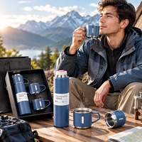 Ensemble cadeau de tasse thermique en acier inoxydable à double paroi isolée sous vide de 500 ml avec 2 tasses, bouteille d'eau portable, logo personnalisé, vente en gros
