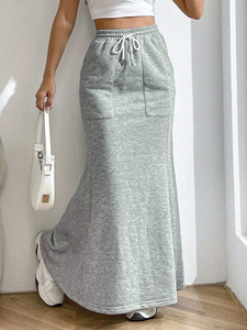 Jupe mi-longue de style décontracté simple pour femme, jupe trapèze polyvalente pour le printemps et l'été - Product Image 4