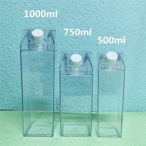 500ML 17Oz Transparent Plastic Square Water <b>Bottle</b> Juice Acrylic Milk <b>Bottles</b> With Custom Logo - Product Image 2