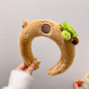 Women's Capibara Headband Autumn Winter Fashion Maillard <strong>Hair</strong> Accessories for Kids Cartoon Plush New Fashion <strong>Hair</strong> <strong>Clasp</strong> - Product Image 5