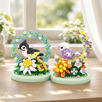 Bloques de Construcción EPT Mini, Diseño Floral con Aves, Set de Ladrillos de Flores y Loros, Decoración Botánica para Escritorio, Regalo Coleccionable para Amantes de las Aves