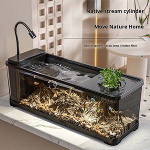 <span class=keywords><strong>Aquarium</strong></span> <span class=keywords><strong>de</strong></span> bureau transparent pour <span class=keywords><strong>poissons</strong></span> avec couvercle carré en plastique écologique pour la maison, le balcon et le salon - Product Image 1