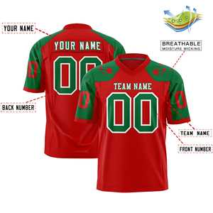 Maillot de football américain personnalisé rouge et vert Kelly avec motif étoile sur l'épaule - Product Image 2