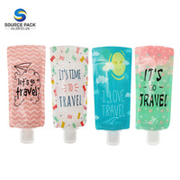 Emballage en pochette souple à bec verseur imprimée en gravure, résistante à l'humidité, avec bouchon à clapet, pour shampoing, gel douche et crème