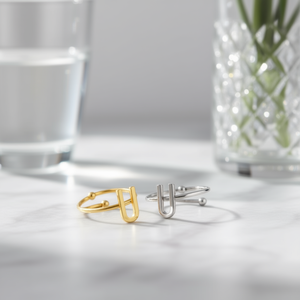 Anillo de Moda con Letra U, Acero Inoxidable, Chapado en Oro de 18K, Joyería Unisex, Regalo - Product Image 2