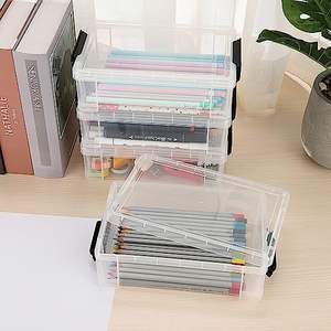 School Supply Crayon Pencil Pen <b>Small</b> Clear Storage <b>Box</b> Stackable Custom Design Plastic Hard Pencil Case - Product Image 2