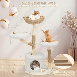 Árbol para Gatos Ecológico de Lujo, Estilo Simple, con Tronco Integrado para el Descanso y Plataforma de Salto con Juguete - Product Image 1