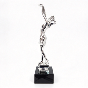 Trophée personnalisé en métal, trophée pour femme en or rose, figurine mince, base noire à facettes, trophée souvenir Reine de la Beauté - Product Image 2