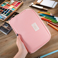 Trousse de Papeterie Grande Capacité Souple en Toile pour Écolière, Boîte à Crayons Motif Bus