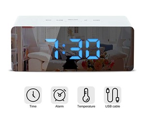 LED Mirror <strong>Alarm</strong> <strong>Clock</strong> Digital Snooze <strong>Table</strong> <strong>Clock</strong> <strong>with</strong> <strong>Wake</strong> <strong>up</strong> Light - Product Image 4