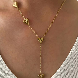 Joyería de oro brillante para mujer, collar con colgante de acero inoxidable chapado en oro de 18 quilates en forma de corazón, abalorio de corazón liso de perla - Product Image 1