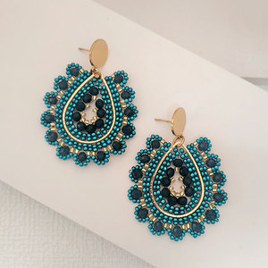 Aretes de Aro Hechos a Mano con Cuentas Bohemias de Acero Inoxidable y Oro de 18K, Joyería Geométrica de Cristal a la Moda, Regalo para Mujer - Product Image 4