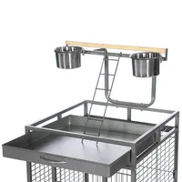 Usine directement vente grand espace perroquet en fer noir canari perruche cage à oiseaux pour animaux de compagnie avec roues