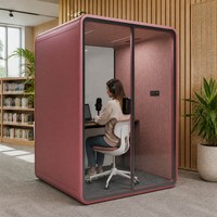 Cabine téléphonique insonorisée blanche, pod acoustique de bureau individuel, intérieur privé, ventilation LED, porte en verre trempé, usine OEM