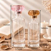 Flacon de parfum en verre transparent à fond épais de 50 ml et 100 ml, flacon vide en forme de cylindre, flacon vaporisateur de parfum avec pulvérisateur argenté ou doré