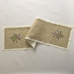 Lavanda foro trapano tovaglia trapano Runner tovaglia di lino impermeabile tessuto quadrato floreale macchina ricamo e taglio - Product Image 6