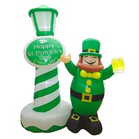Decorazioni Gonfiabili per il Giorno di San Patrizio: Vecchietto con Cappello Verde e Lampione con Luci LED, Ornamenti Luminosi da Giardino