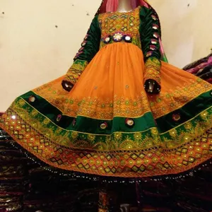 Sarı Banjara elbise çok güzel elbise ayna çalışması ile dantel yeni afgan takım elbise sıcak satış