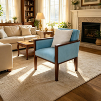 Fauteuil d'appoint classique et élégant pour chambre d'hôtel, appartement résidentiel, villa, avec structure en bois et siège rembourré