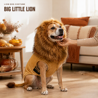 Costume de chien amusant idéal pour les défilés d'animaux de compagnie avec gilet à crinière en fausse fourrure et queue en boule, facile à enfiler pour les chiots